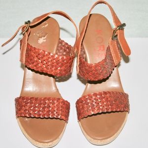 Gently Worn Michael Kors Leather Basketweave Wedge